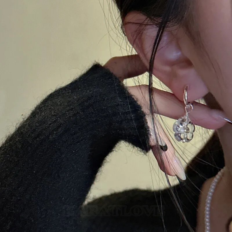 925 Sterling Silver Crystal Quartz Floral Earrings