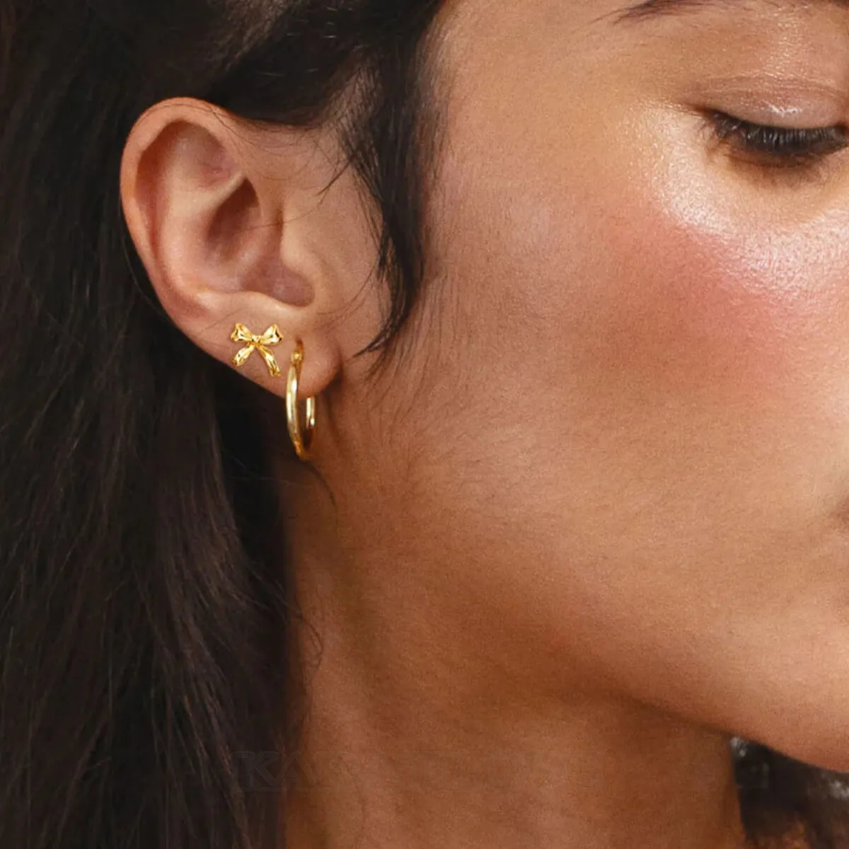 18K Gold Plated Ribbon Stud Earrings