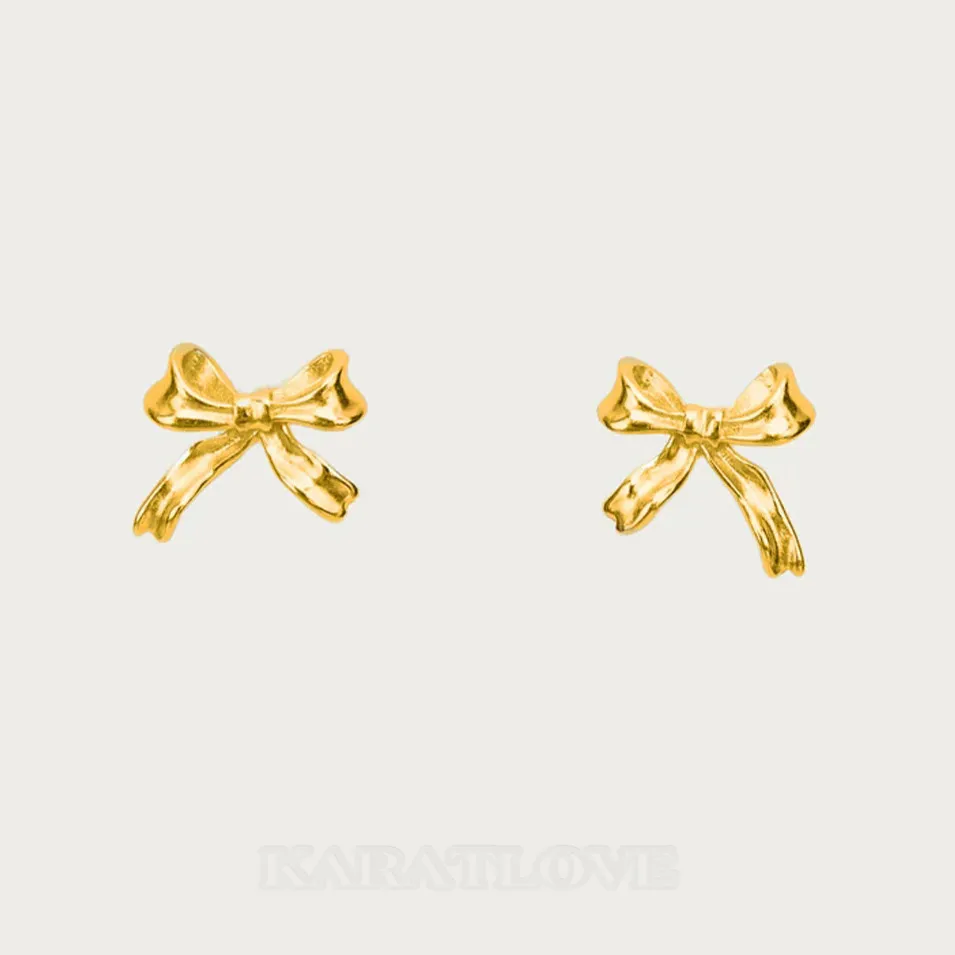 18K Gold Plated Ribbon Stud Earrings