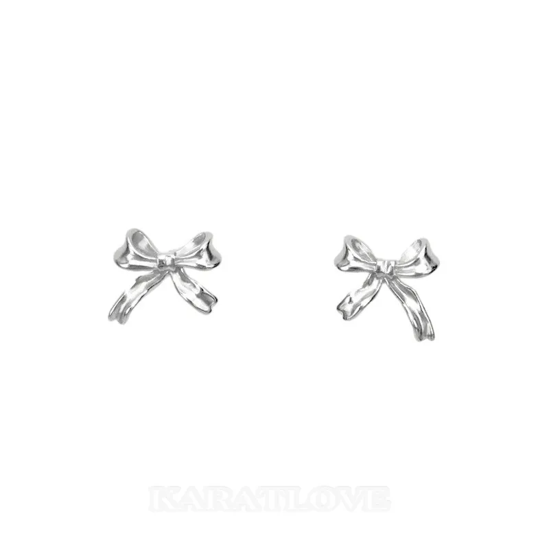 Platinum Plated Ribbon Stud Earrings Platinum Plated Ribbon Stud Earrings