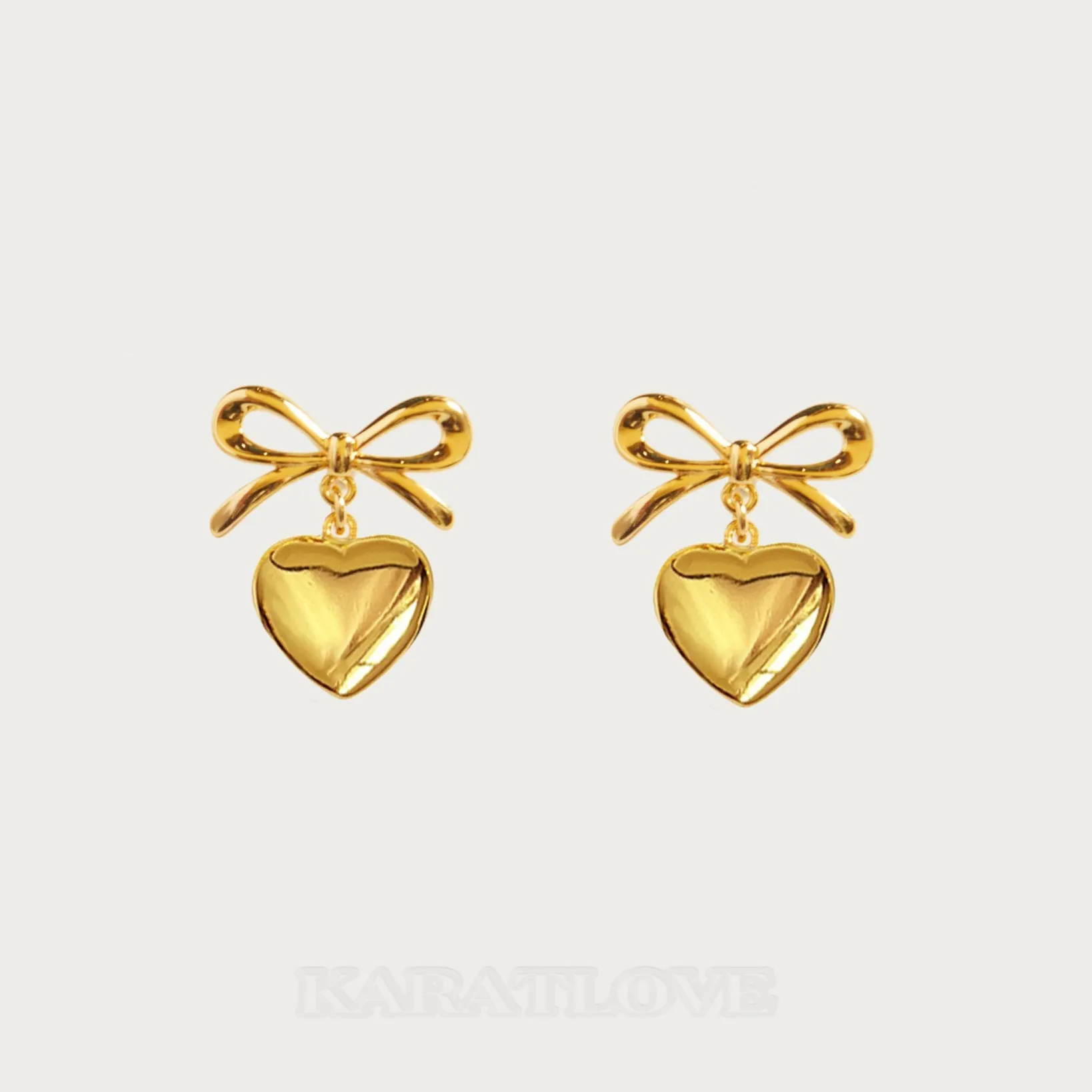18K Gold Plated Ribbon Heart Drop Earrings 18K Gold Plated Ribbon Heart Drop Earrings