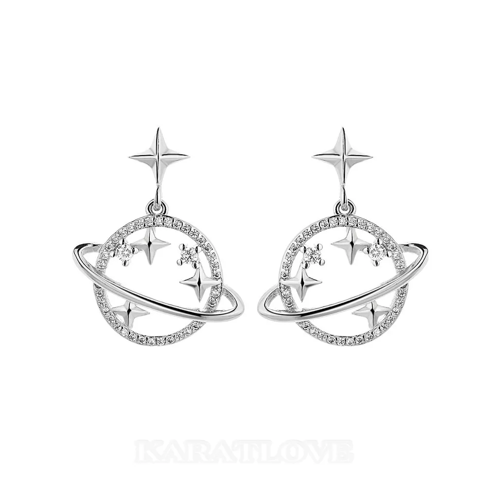 Platinum Plated Celestial Drop Earrings Platinum Plated Celestial Drop Earrings