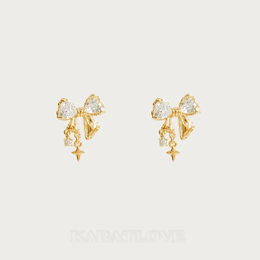 18K Gold Plated 925 Sterling Silver Bow Stud Earrings 18K Gold Plated 925 Sterling Silver Bow Stud Earrings