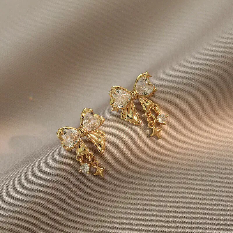 18K Gold Plated 925 Sterling Silver Bow Stud Earrings