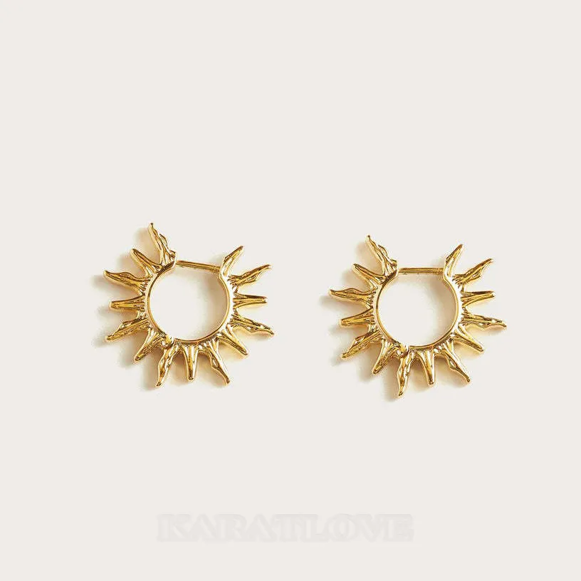 18K Gold Plated Sun Hoop Earrings 18K Gold Plated Sun Hoop Earrings