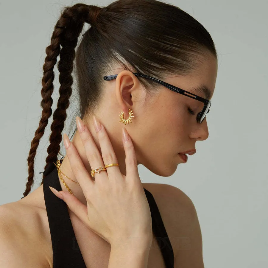 18K Gold Plated Sun Hoop Earrings