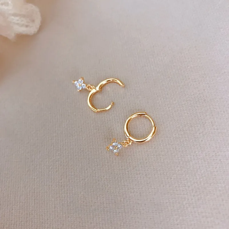 18K Gold Plated 925 Sterling Silver Clover Mini Hoop Earrings