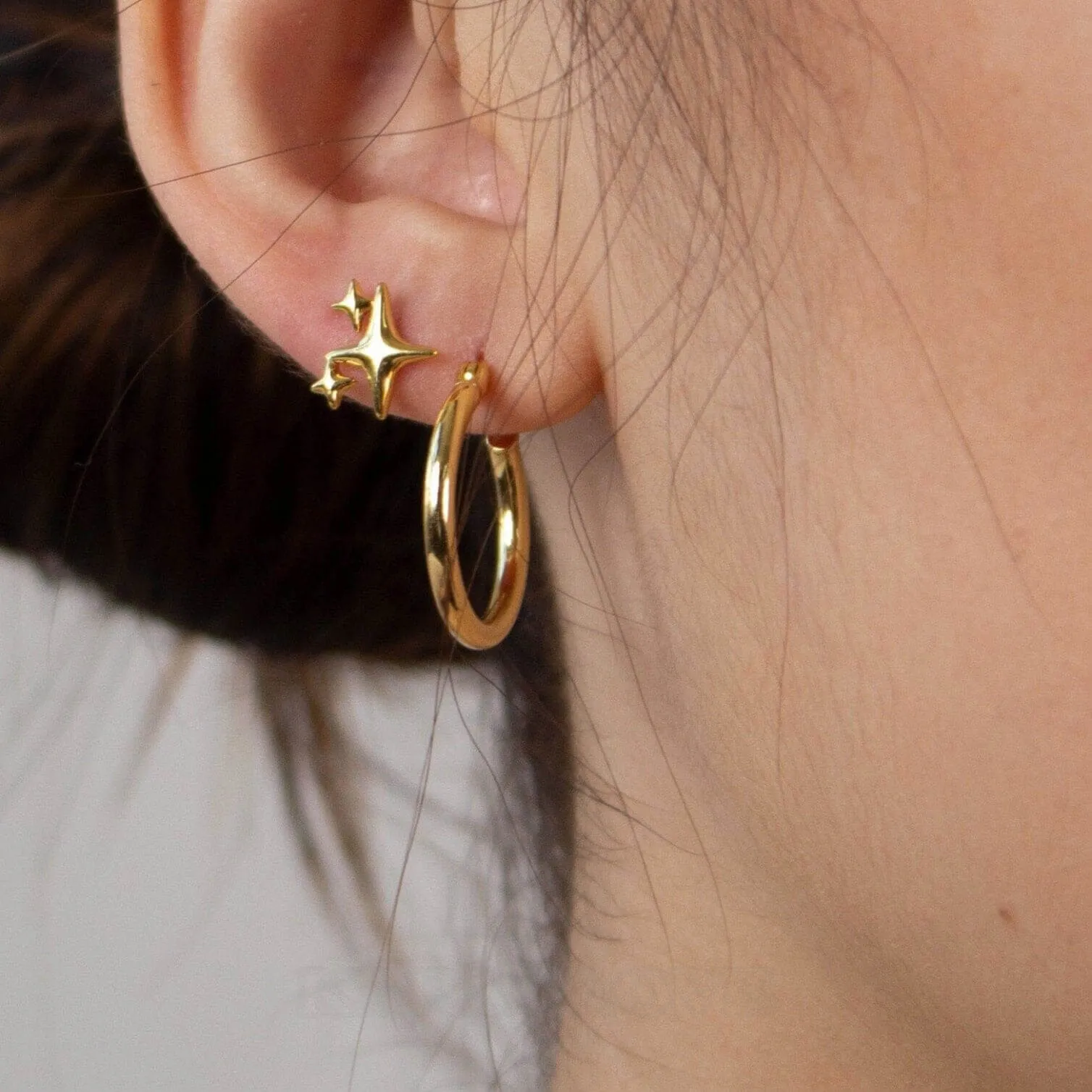 18K Gold Plated 925 Sterling Silver Simple Hoop Earrings