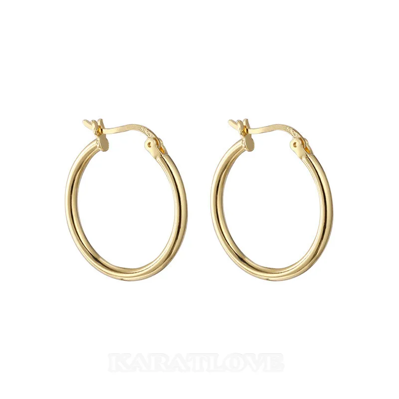 18K Gold Plated 925 Sterling Silver Simple Hoop Earrings