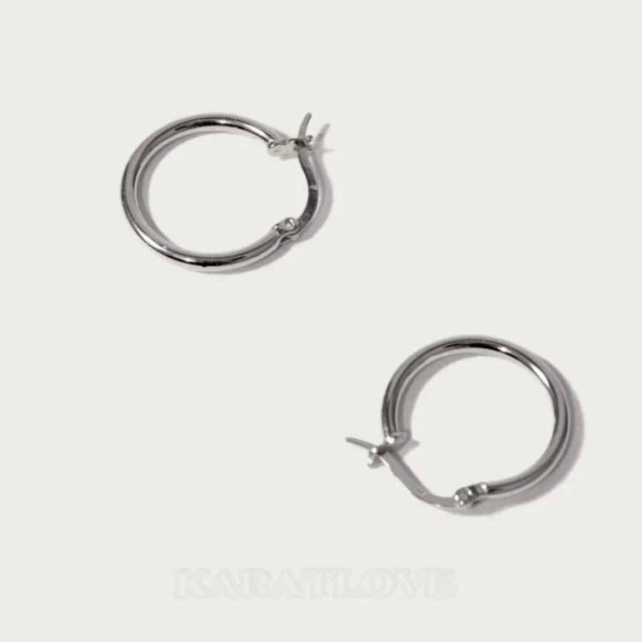 Platinum Plated 925 Sterling Silver Simple Hoop Earrings Platinum Plated 925 Sterling Silver Simple Hoop Earrings