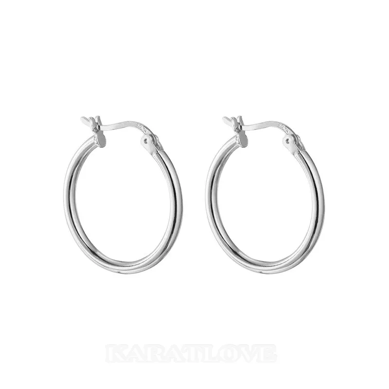 Platinum Plated 925 Sterling Silver Simple Hoop Earrings