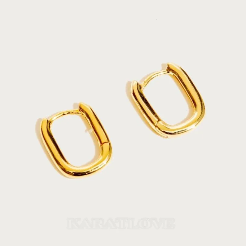 18K Gold Plated 925 Sterling Silver Link Hoop Earrings 18K Gold Plated 925 Sterling Silver Link Hoop Earrings