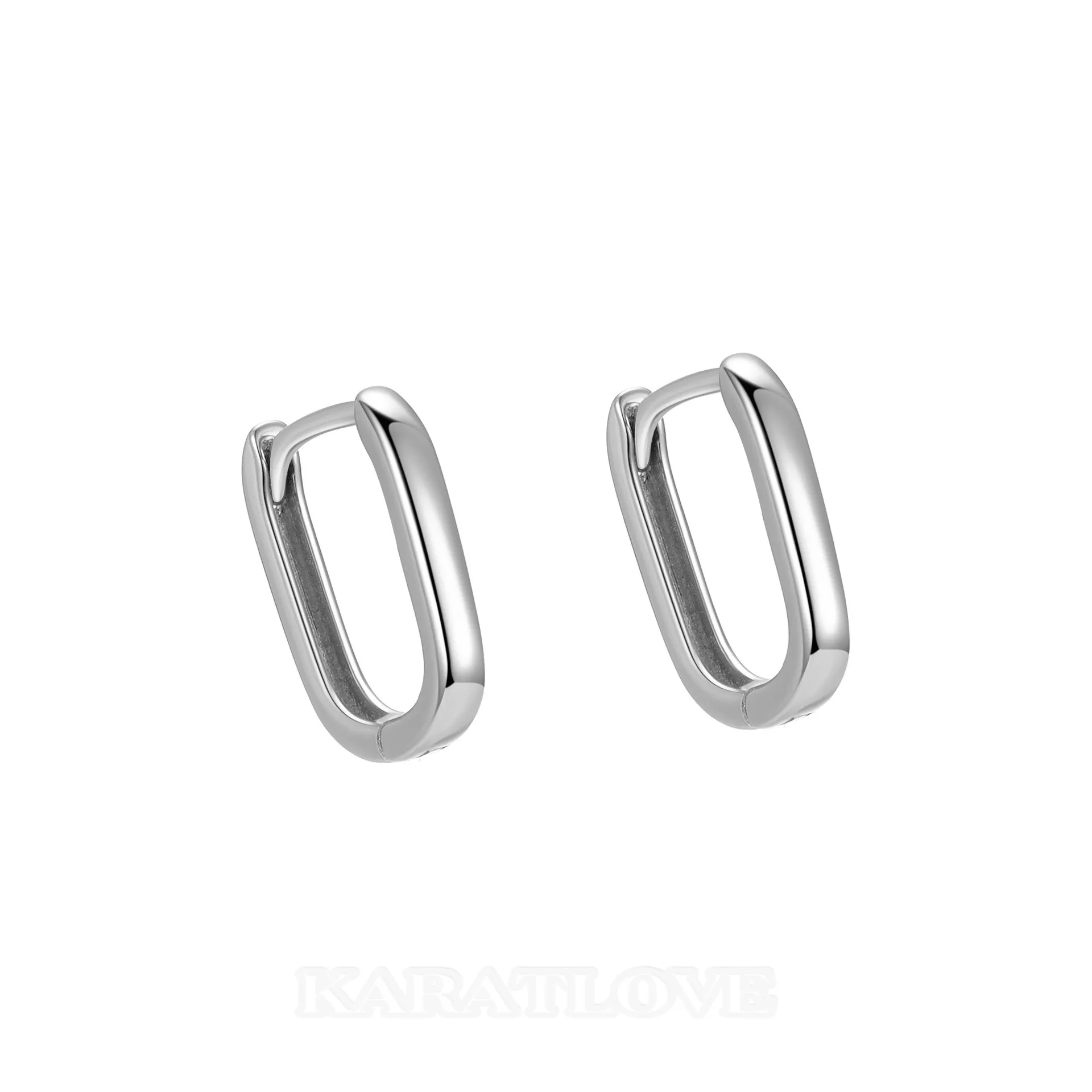 Platinum Plated 925 Sterling Silver Link Hoop Earrings