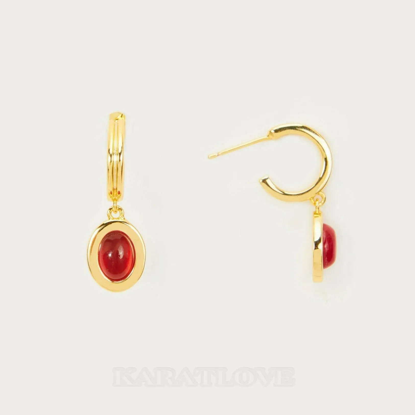 18K Gold Plated Carnelian Drop Earrings