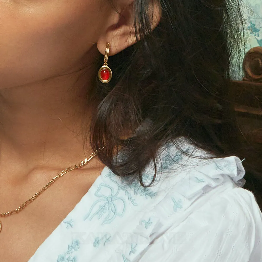 18K Gold Plated Carnelian Drop Earrings