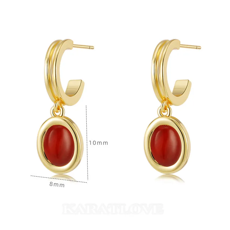 18K Gold Plated Carnelian Drop Earrings