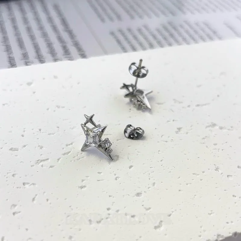 Diamond White Star Stud Earrings