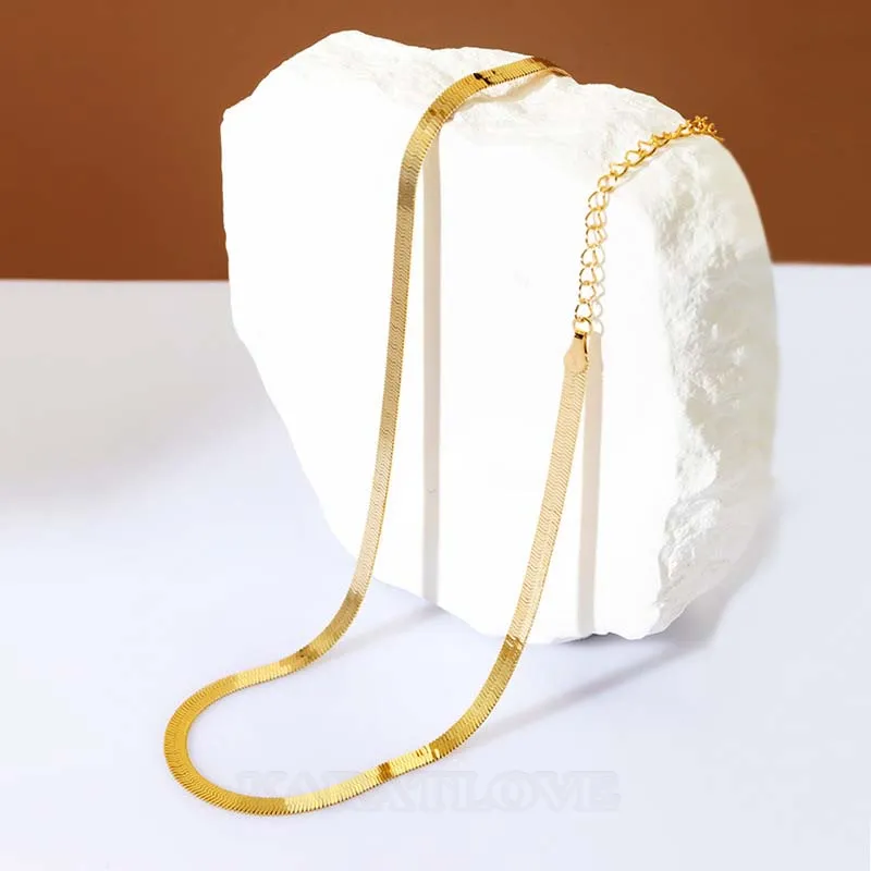 Simple 925 Sterling Silver Yellow Gold 16" Necklace