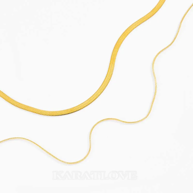 Titanium 17" Yellow Gold 2 Layered Chain Necklace