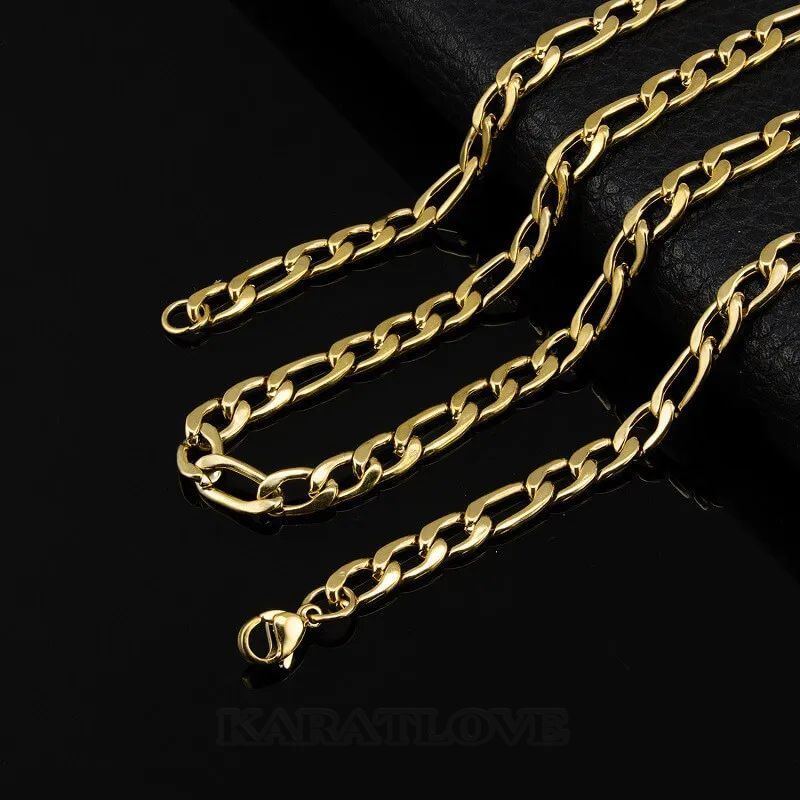 Simple Titanium 17" Yellow Gold Chain Necklace