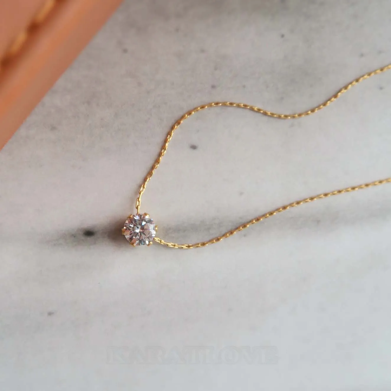 Round Diamond White Titanium Yellow Gold 17" Necklace