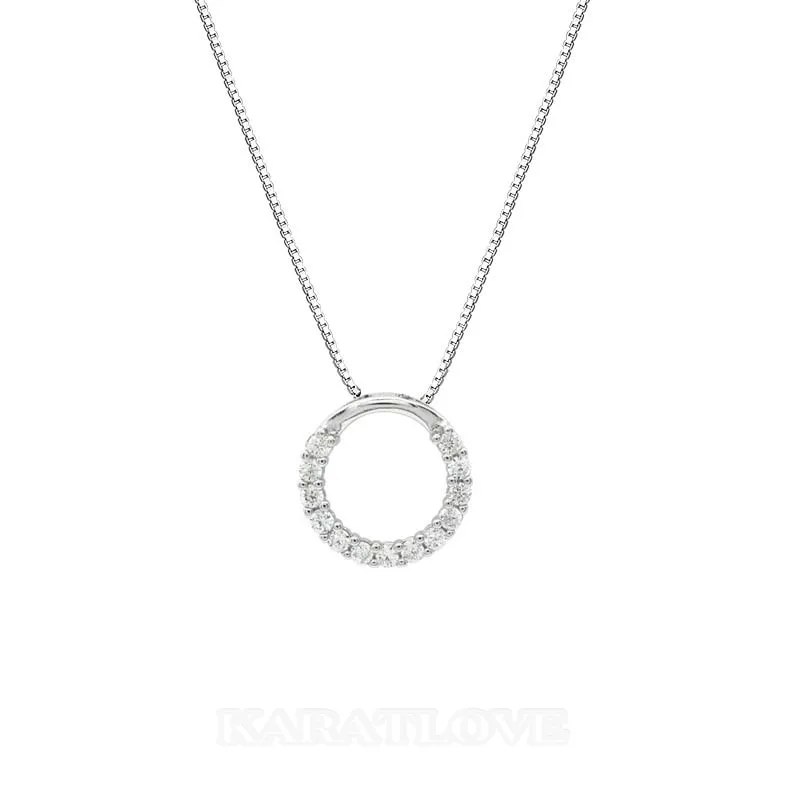 Round Diamond White 925 Sterling Silver 16" Necklace Round Diamond White 925 Sterling Silver 16" Necklace