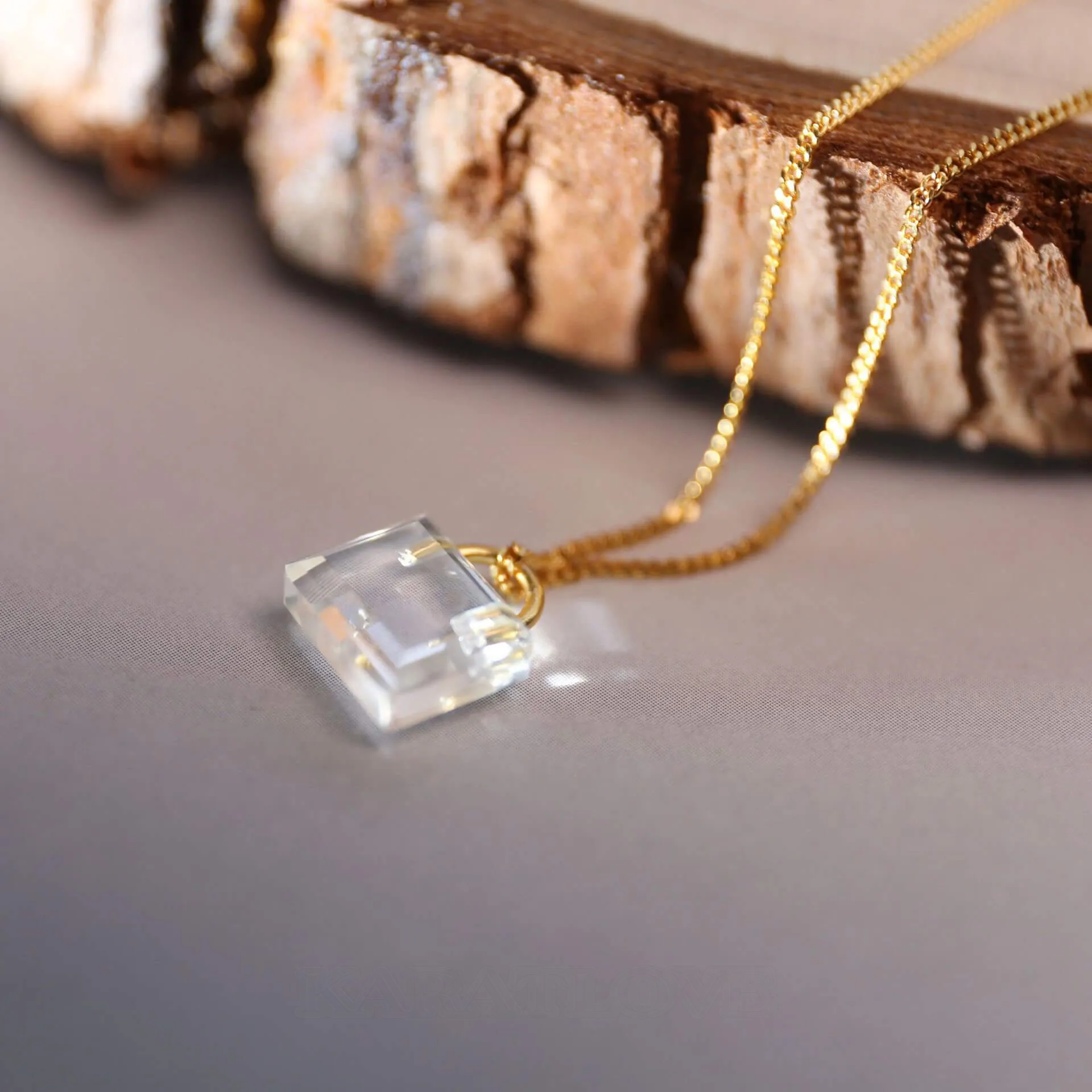 Handbag 925 Sterling Silver Crystal Quartz Yellow Gold 16.5 Inches Necklace