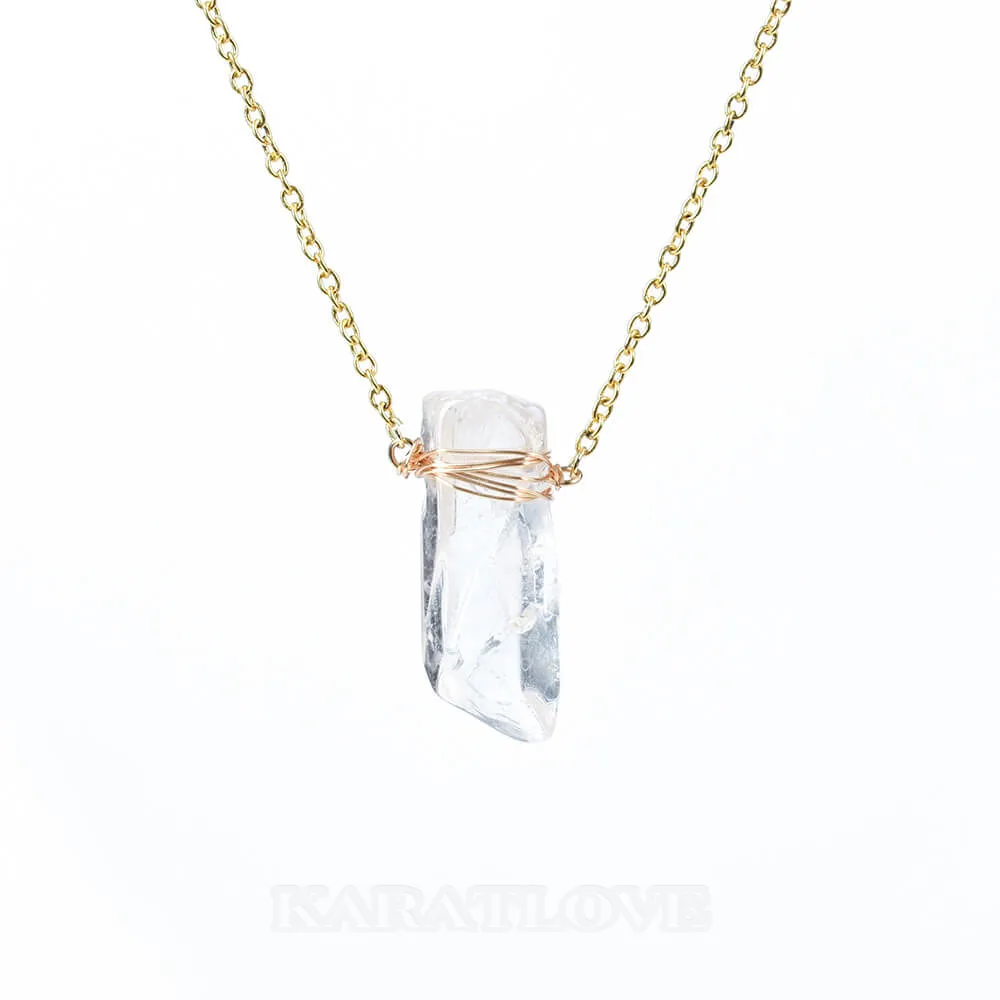 Crystal Quartz Yellow Gold 16 Inches Necklace Crystal Quartz Yellow Gold 16 Inches Necklace