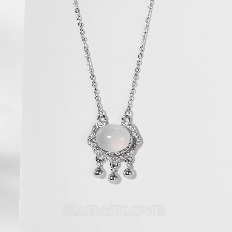 Oval 925 Sterling Silver Crystal Quartz 15.4 Inches Necklace