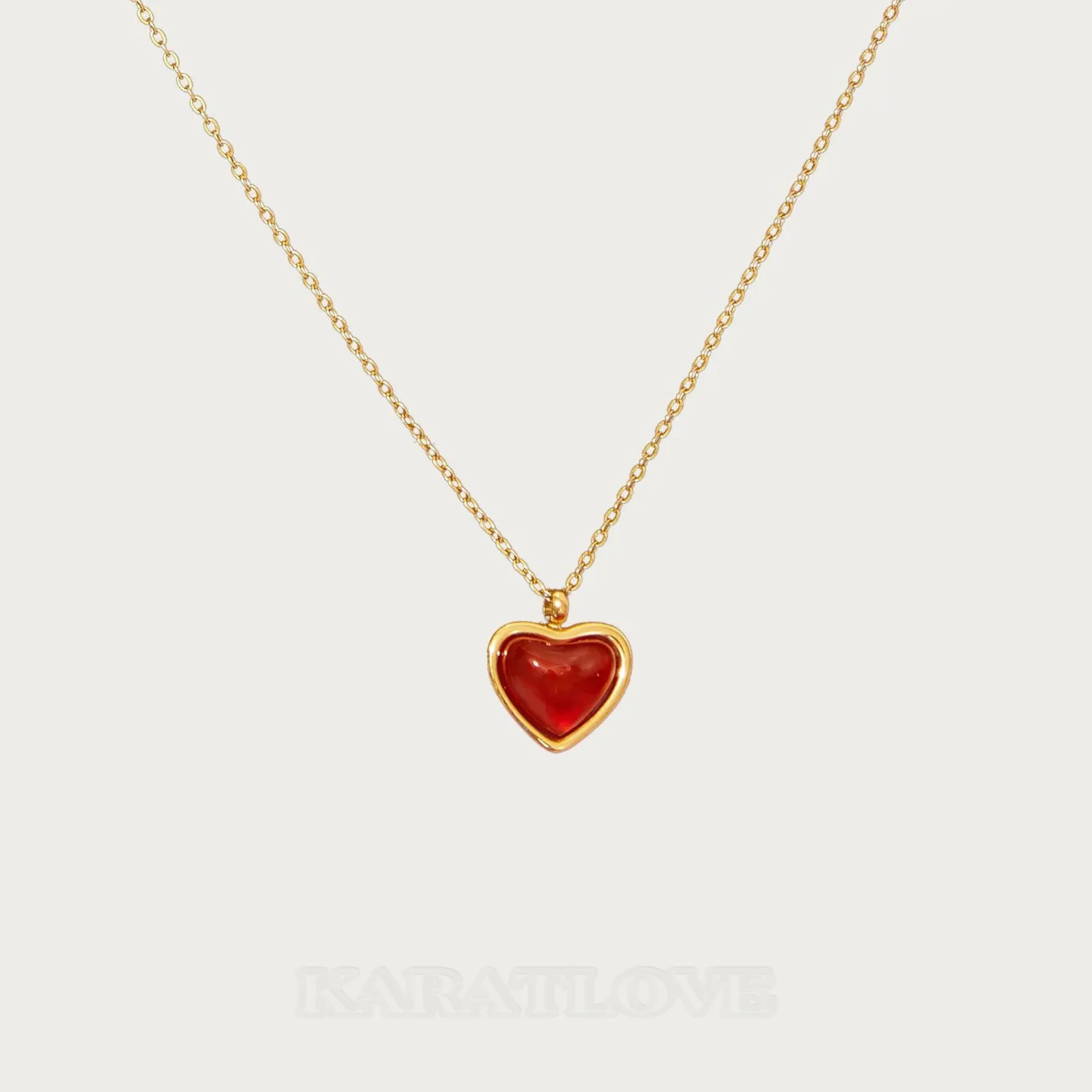 18K Gold Plated Carnelian Heart Necklace 18K Gold Plated Carnelian Heart Necklace