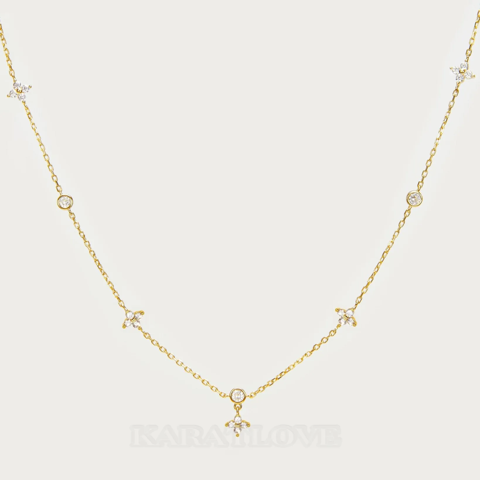 18K Gold Plated 925 Sterling Silver Lucky Clover Necklace 18K Gold Plated 925 Sterling Silver Lucky Clover Necklace