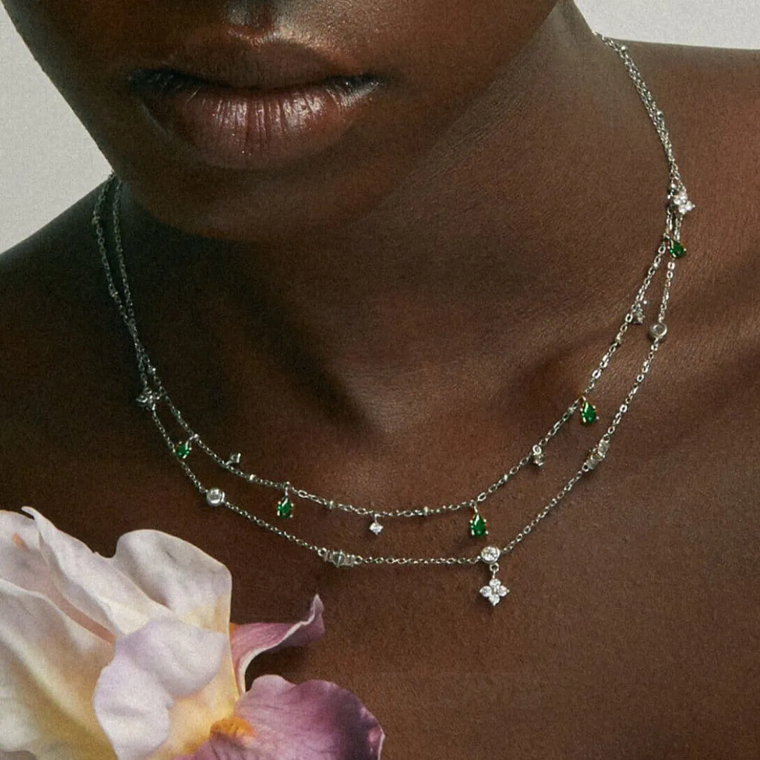 Platinum Plated 925 Sterling Silver Lucky Clover Necklace