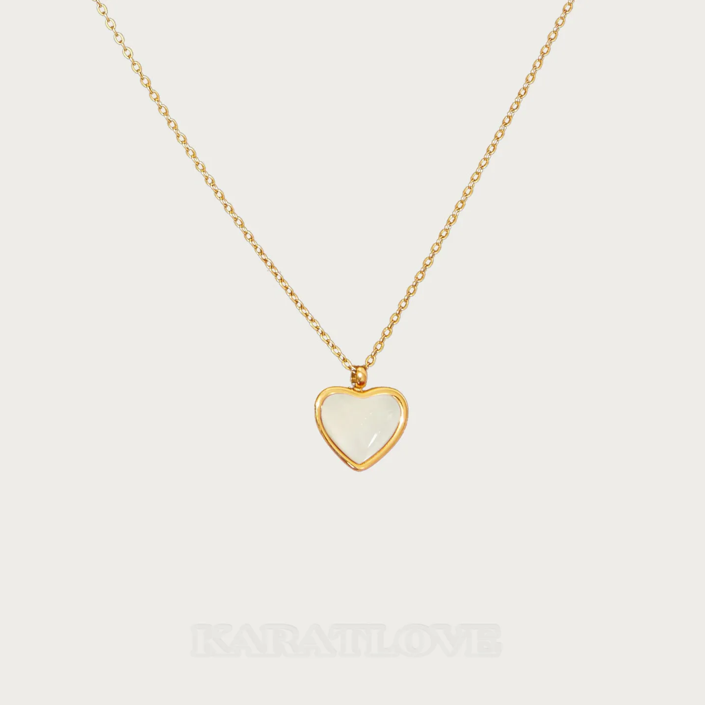 18K Gold Plated White Agate Heart Necklace 18K Gold Plated White Agate Heart Necklace