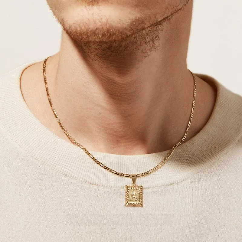 A-Z Initial Letter 18K Gold Plated 20 Inches Figaro Chain Pendant Necklace
