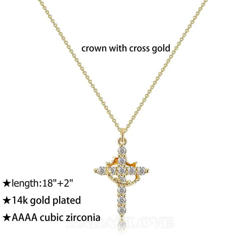 Diamond White Cross Pendant Choker 18 Inches Necklace