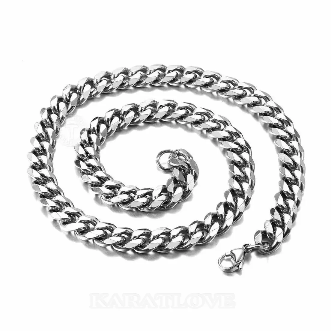 7mm Silver Color Necklace Stainless Steel Cuban Link Chain 7mm Silver Color Necklace Stainless Steel Cuban Link Chain
