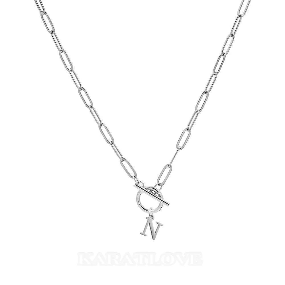 18inch/45mm Letter Initial Buckle Design Pendant Necklace