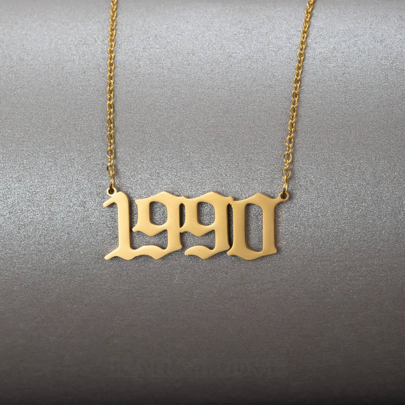 20inch/50mm Birth Year Number 14K Gold Plated Charm Necklace