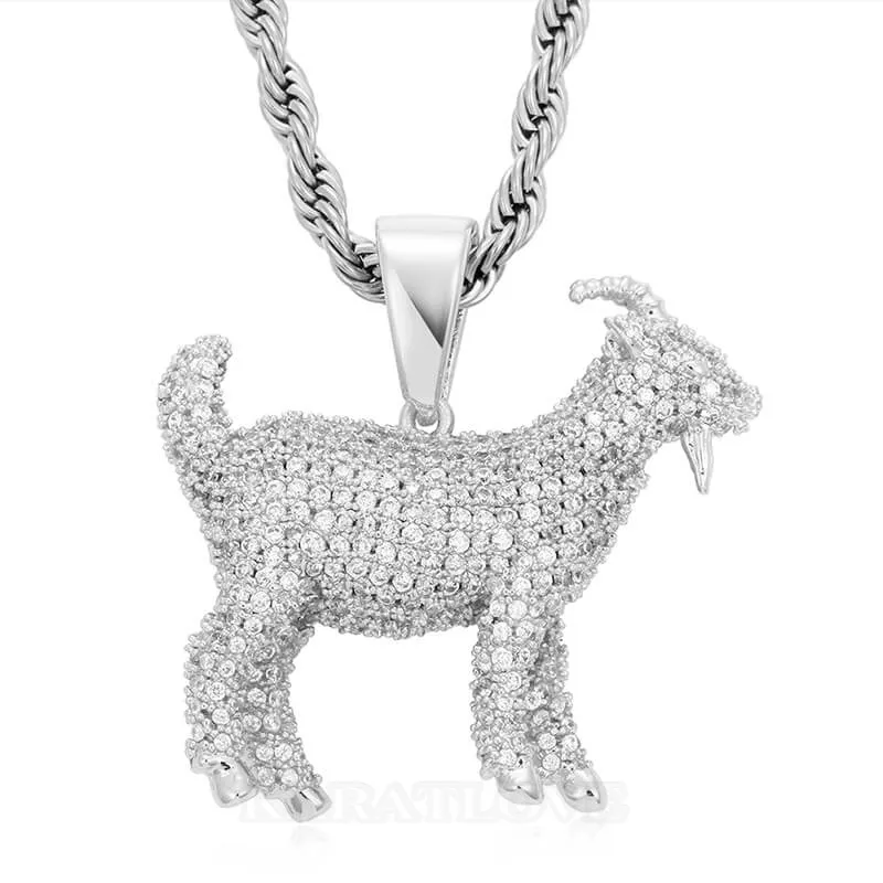 20inch/50mm 18K Gold Plated Diamond White Goat Pendant Necklace