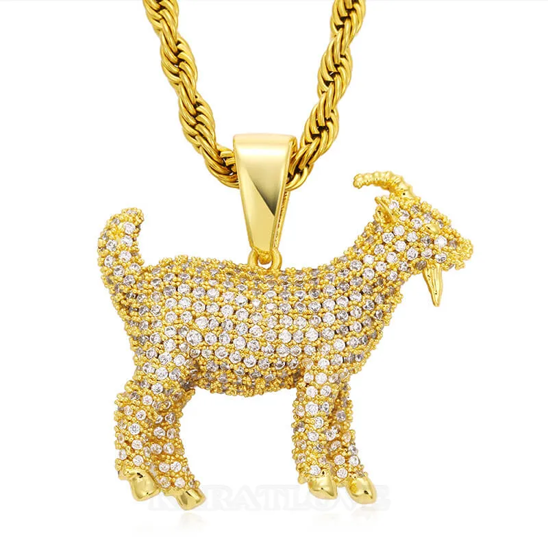 20inch/50mm 18K Gold Plated Diamond White Goat Pendant Necklace