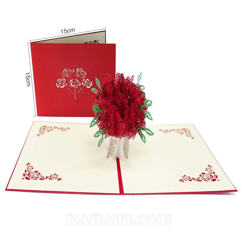 Rose Three-dimensional Festival Greeting Card