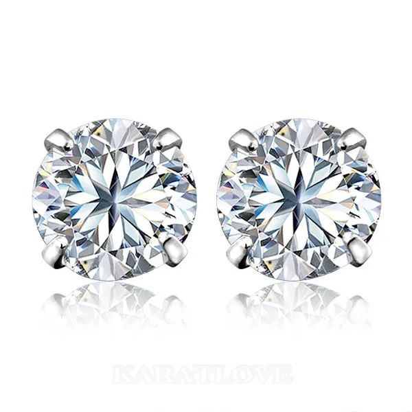 Diamond White 8mm Stud Earrings in Sterling Silver Diamond White 8mm Stud Earrings in Sterling Silver