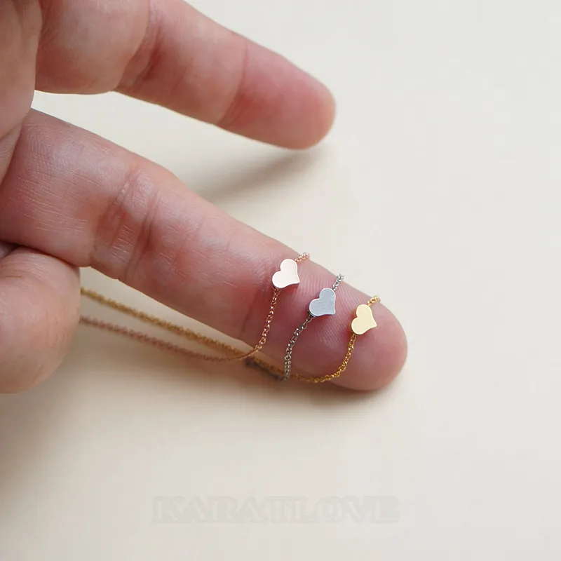 Minimalist Tiny Heart Silver/Gold/Rose Gold Titanium Heart Necklace