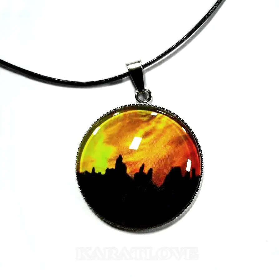 Yellow Aurora Borealis Wood And Resin Anniversary Necklace