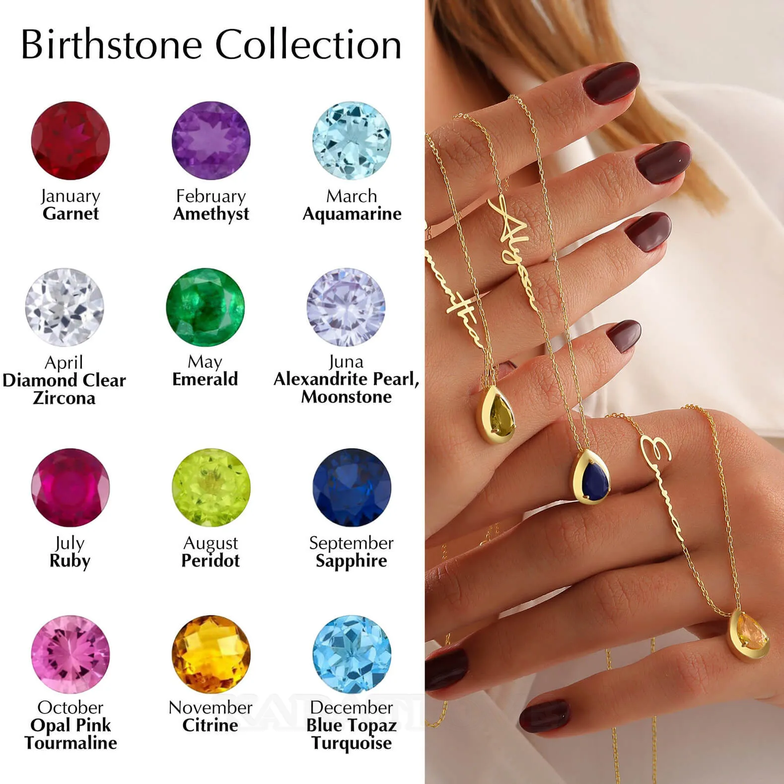 Pear Cut Personalized Handmade Birthstone Name Necklace