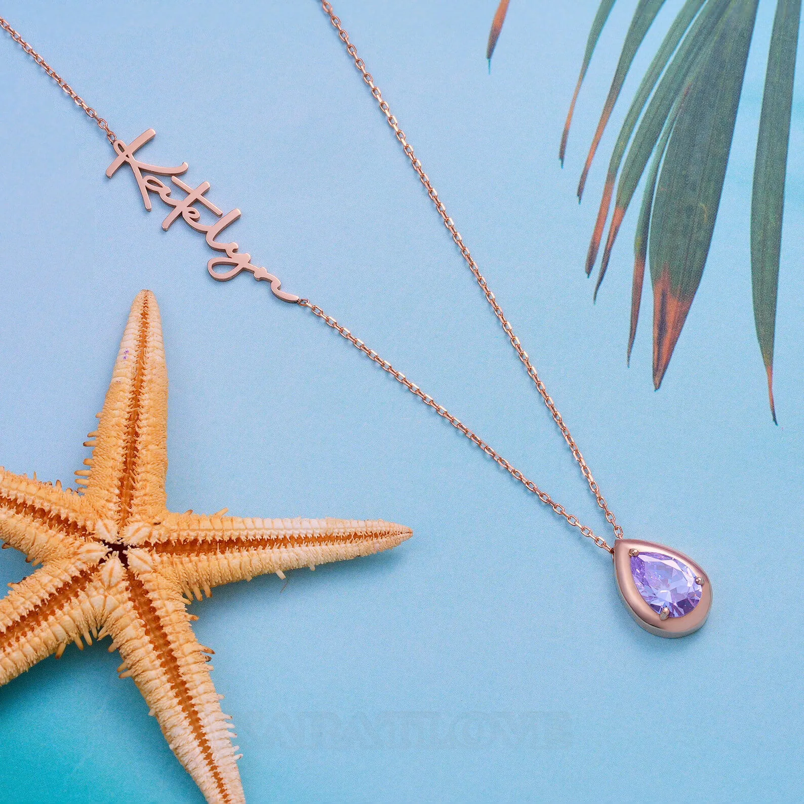 Pear Cut Personalized Handmade Birthstone Name Necklace