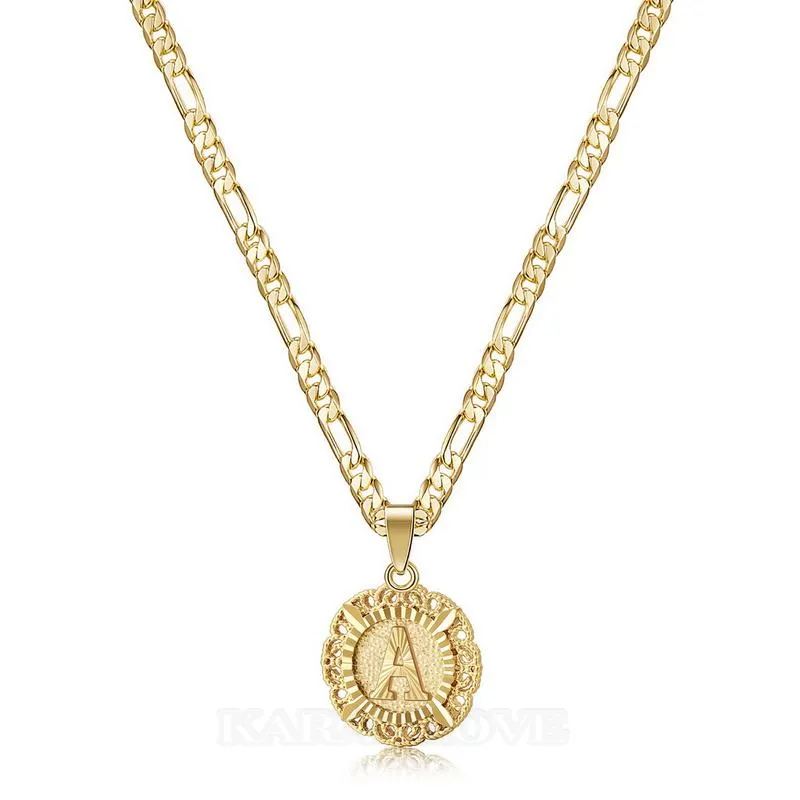 A-Z Initial Letter 20 Inches 14K Gold Plated Pendant Necklace A-Z Initial Letter 20 Inches 14K Gold Plated Pendant Necklace