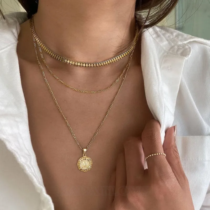 A-Z Initial Letter 20 Inches 14K Gold Plated Pendant Necklace
