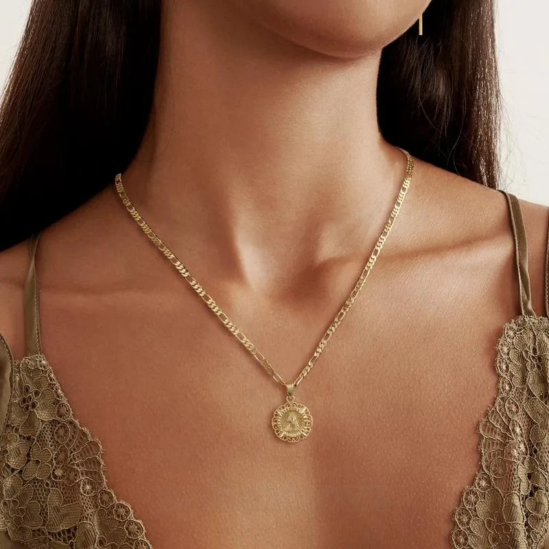 A-Z Initial Letter 20 Inches 14K Gold Plated Pendant Necklace