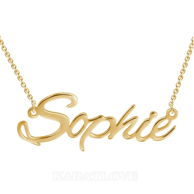 925 Sterling Silver Yellow Gold Personalized Name Necklace 925 Sterling Silver Yellow Gold Personalized Name Necklace